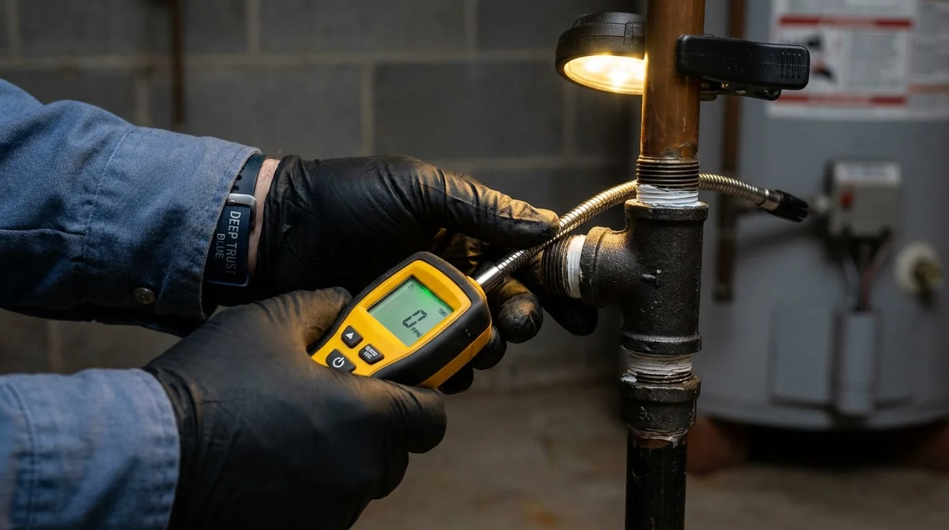 Gas leak detection with electronic sniffer by Johns Plumbing LLC in Chebanse
